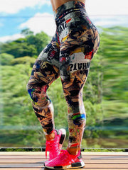 Cartoon Printed Breathable Wrap Sports Leggings