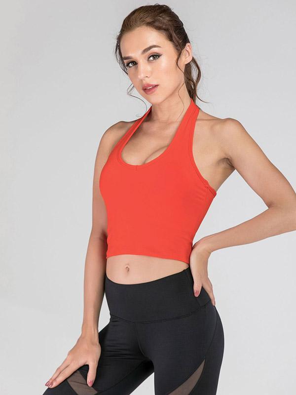 Wrap Solid Halter Neck Vest Top