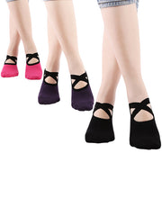 Ballet Cross Strap Yoga Edging Open Back Silicone Non-Slip Sports Dance Socks