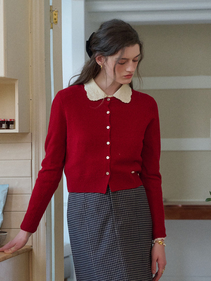 Dayana Round Neck 100% Wool Cardigan