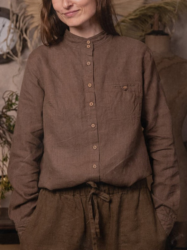 Vintage Cotton And Linen Long-Sleeved Shirt