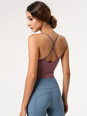 Solid Backless Spaghetti-neck Tank