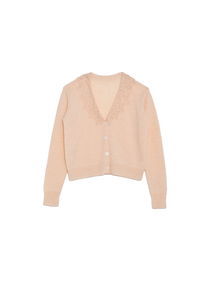 Charlee V-Neck Lace Embroidery Cardigan