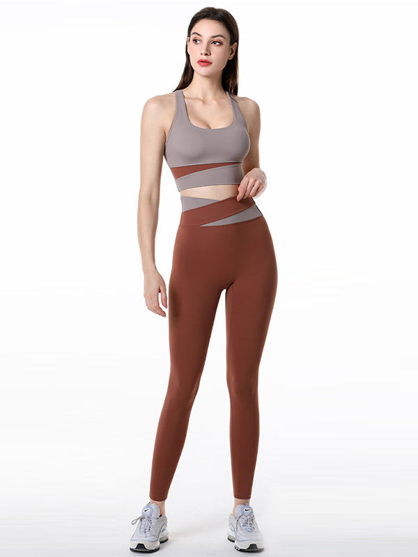 Contrast Color Bra&Leggings Suits