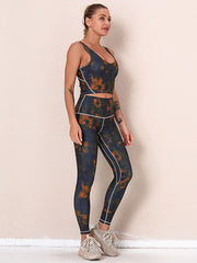 Tie-Dyed Top Bra&Legging Fitness Suits