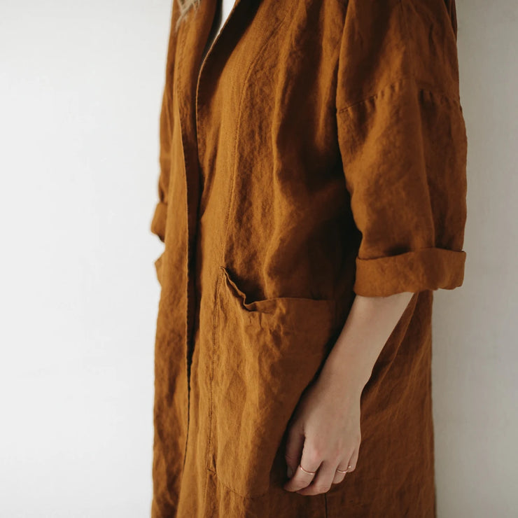 Linen kimono coat mustard