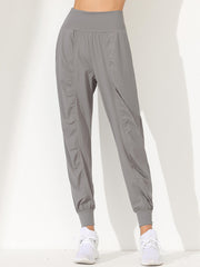 Loose High-Waisted Pockets Solid Color Athletic Pants