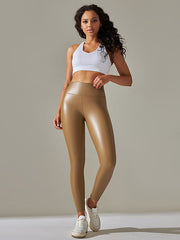 Skinny Leg High-Waisted Solid Color Ninth Pants