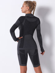 Seamless Knitting Camo Paneled Breathable  Gym Suit