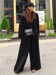 Loose Urban Gray Wide Leg Elastic Waist Pants