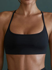 Skinny Wrap Hollow Yoga Tops Solid Color Spaghetti-Neck Bra