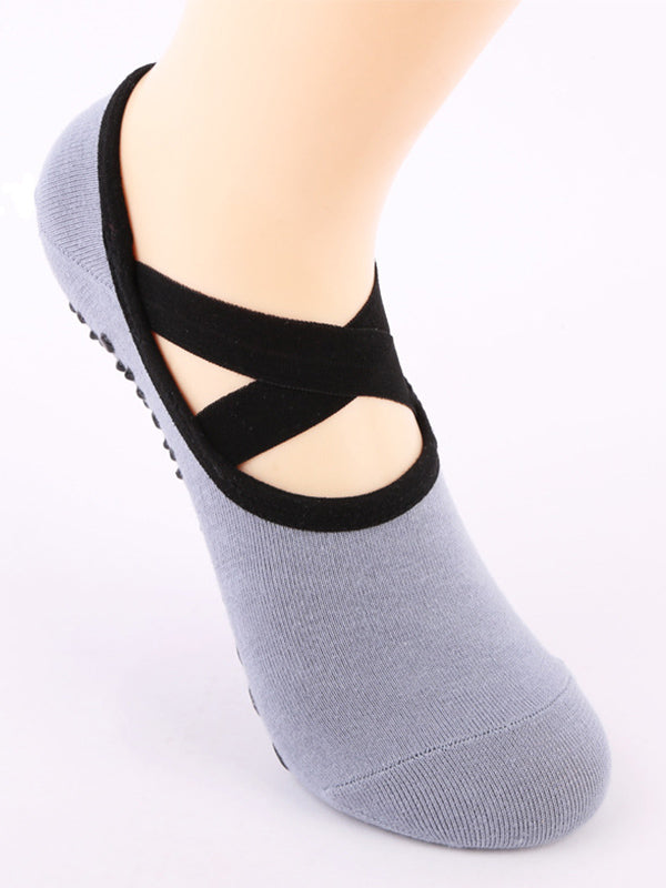 Ballet Cross Strap Yoga Edging Open Back Silicone Non-Slip Sports Dance Socks