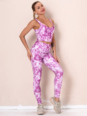 Tie-Dyed Top Bra&Legging Fitness Suits