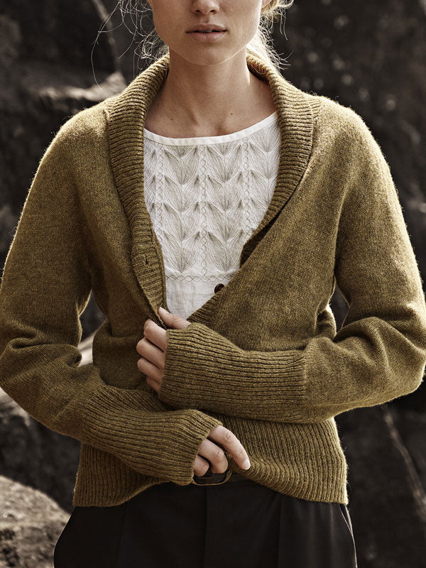Solid Color Wool Temperament Ladies Sweater Cardigan