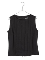 Pleated Women's Cotton Linen Coffee Vest