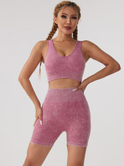 Skinny Solid Color U-Neck Yoga Suits