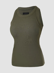 Round Neck Built-in Bra Ribbed Tank Top