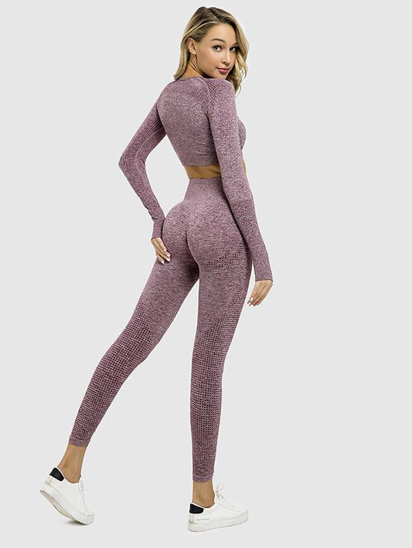 Long Sleeves Exposed Navel Yoga Suits