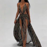 Sexy Sling Deep V Hollow Mesh Dress