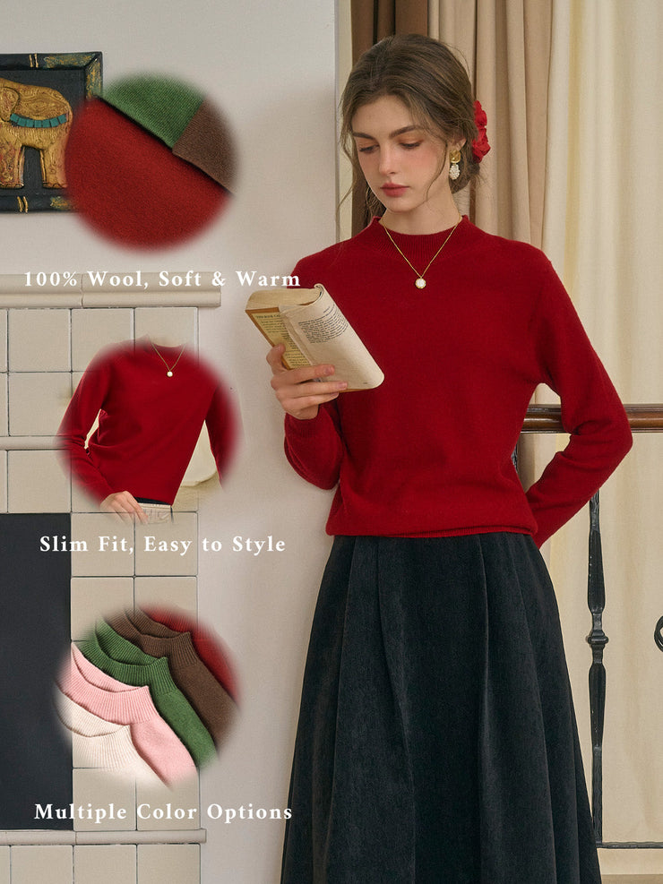 Kamari Mock Neck 100% Wool Slim Fit Knit Sweater