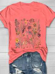 Vintage Nature Wildflowers Print Women's T-shirt