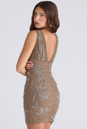 Sexy Sleeveless Deep V-neck Slim-Fit Sequined Hot Girl Dress Short Skirt