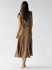 Solid Color Sleeveless Cotton And Linen Dress