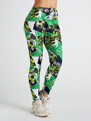 Skinny Leg Wrap Contrast Color Letter Print Printed Leggings