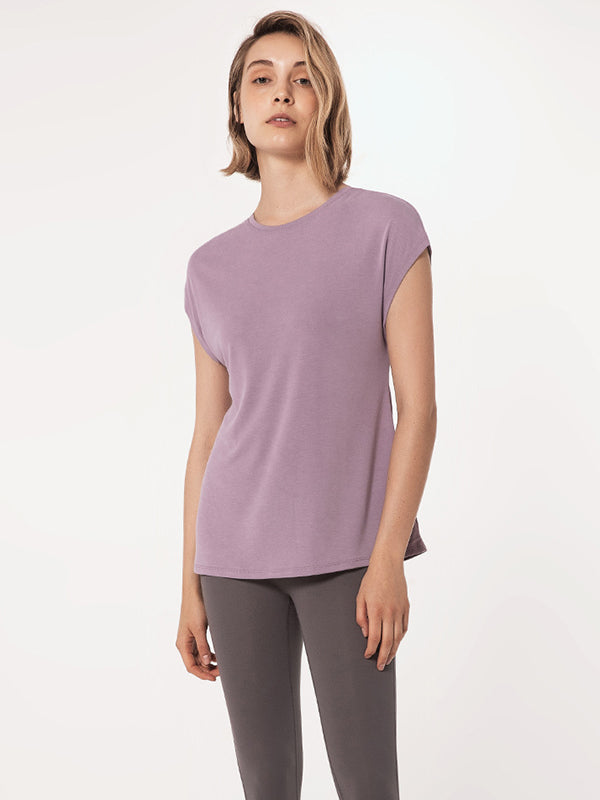 Short Sleeve Loose Round-Neck Backless Casual T-Shirt Top