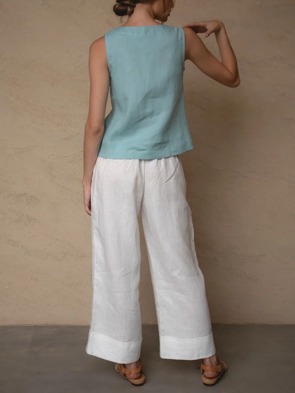 Simple Wide-legged women's Cotton Pants