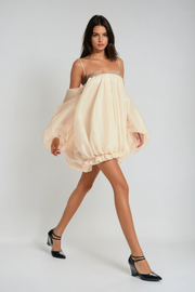 Attica Off Shoulder Ruched Puff Mini Dress
