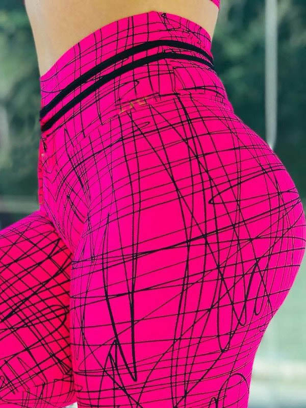 Line Printed Tight Flexible Leggings