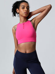 Zip Back Crossover Sports Bra