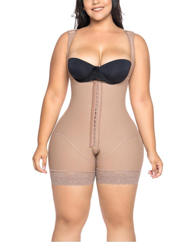 Women's Shapewear Hook and Eye Closure Tummy Control  Adjustable Crotch  Open Bust Bodysuit