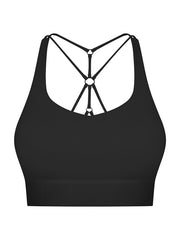 Skinny Wrap Hollow Non-Slip Solid Color Spaghetti-Neck Bra