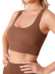 Wrap Solid Color Spaghetti-Neck Sports Bra