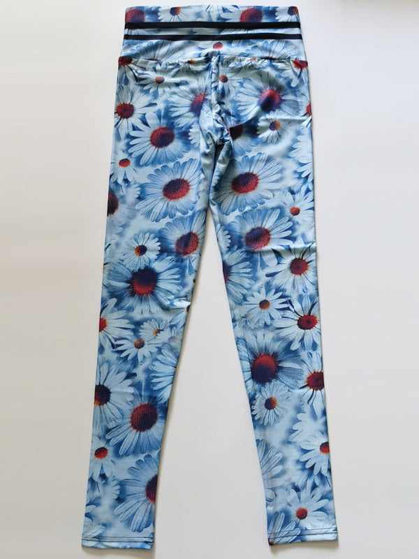 Daisy Print High-Waisted Flexible Gym Legging