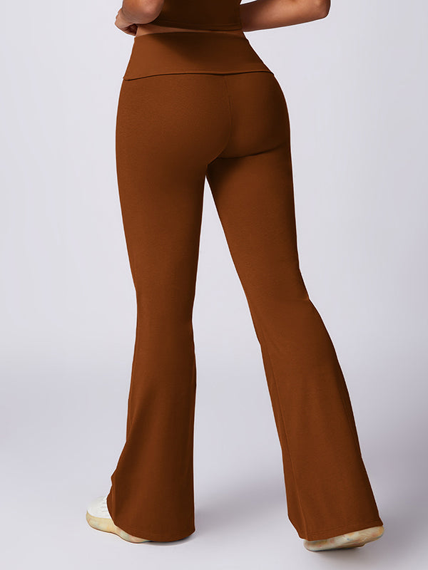 Flared Pants High-Waisted Solid Color Yoga Pants