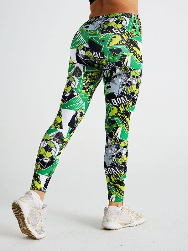 Skinny Leg Wrap Contrast Color Letter Print Printed Leggings