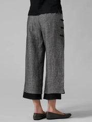 Casual Wide-legged Cotton Linen Simple Ladies Pants