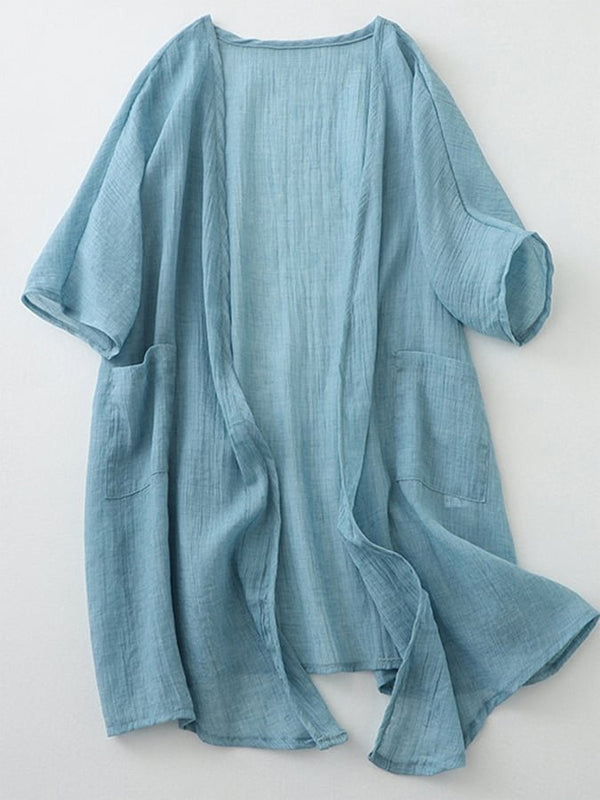 Solid Color Cotton And Linen Top