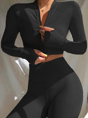 Solid Color Slim Zipper Fashion Casual Gym Suits