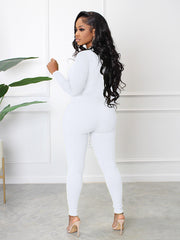 Skinny Solid Color Zipper Jumpsuits