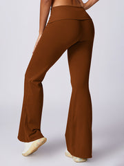 Flared Pants High-Waisted Solid Color Yoga Pants