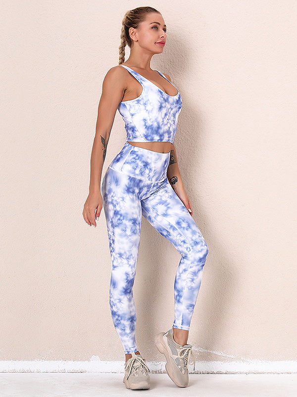 Tie-Dyed Top Bra&Legging Fitness Suits