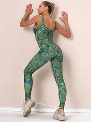 Tie-Dyed Top Bra&Legging Fitness Suits