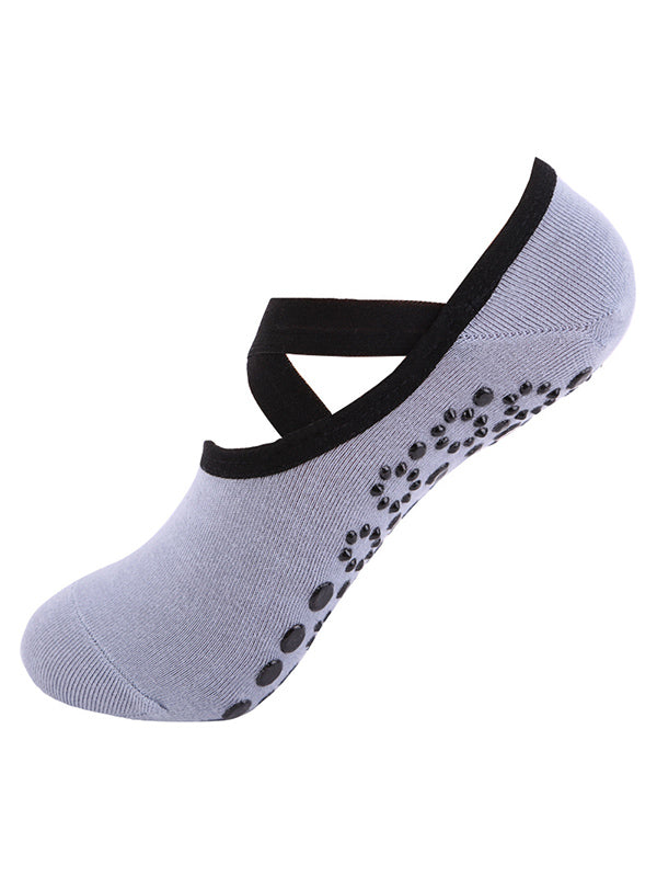 Ballet Cross Strap Yoga Edging Open Back Silicone Non-Slip Sports Dance Socks