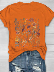 Vintage Nature Wildflowers Print Women's T-shirt