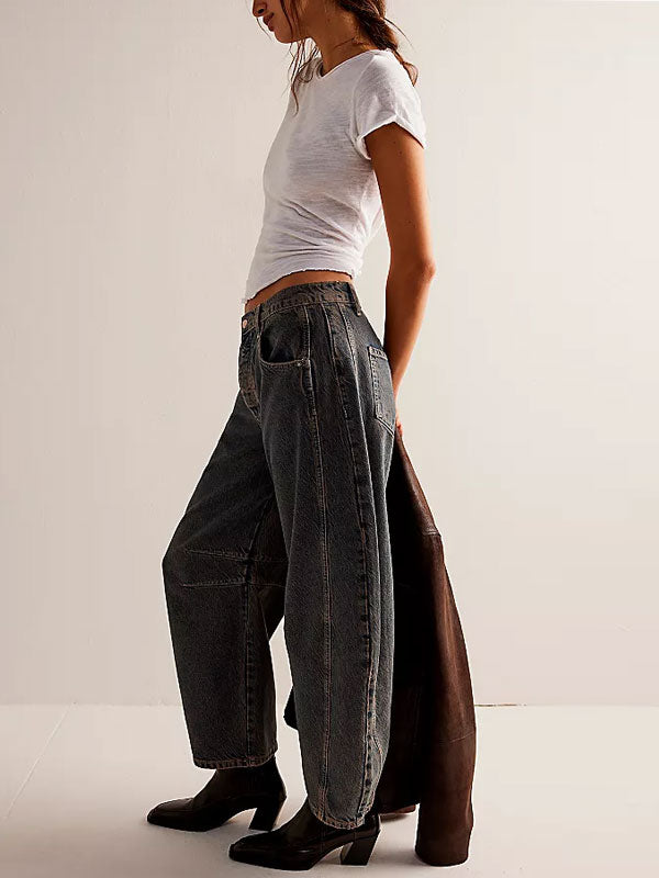 Mid Waist Wide Leg Vintage Women's Jeans