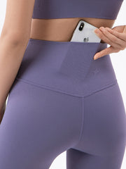 High-Waisted Pockets Solid Color Yoga Bottoms